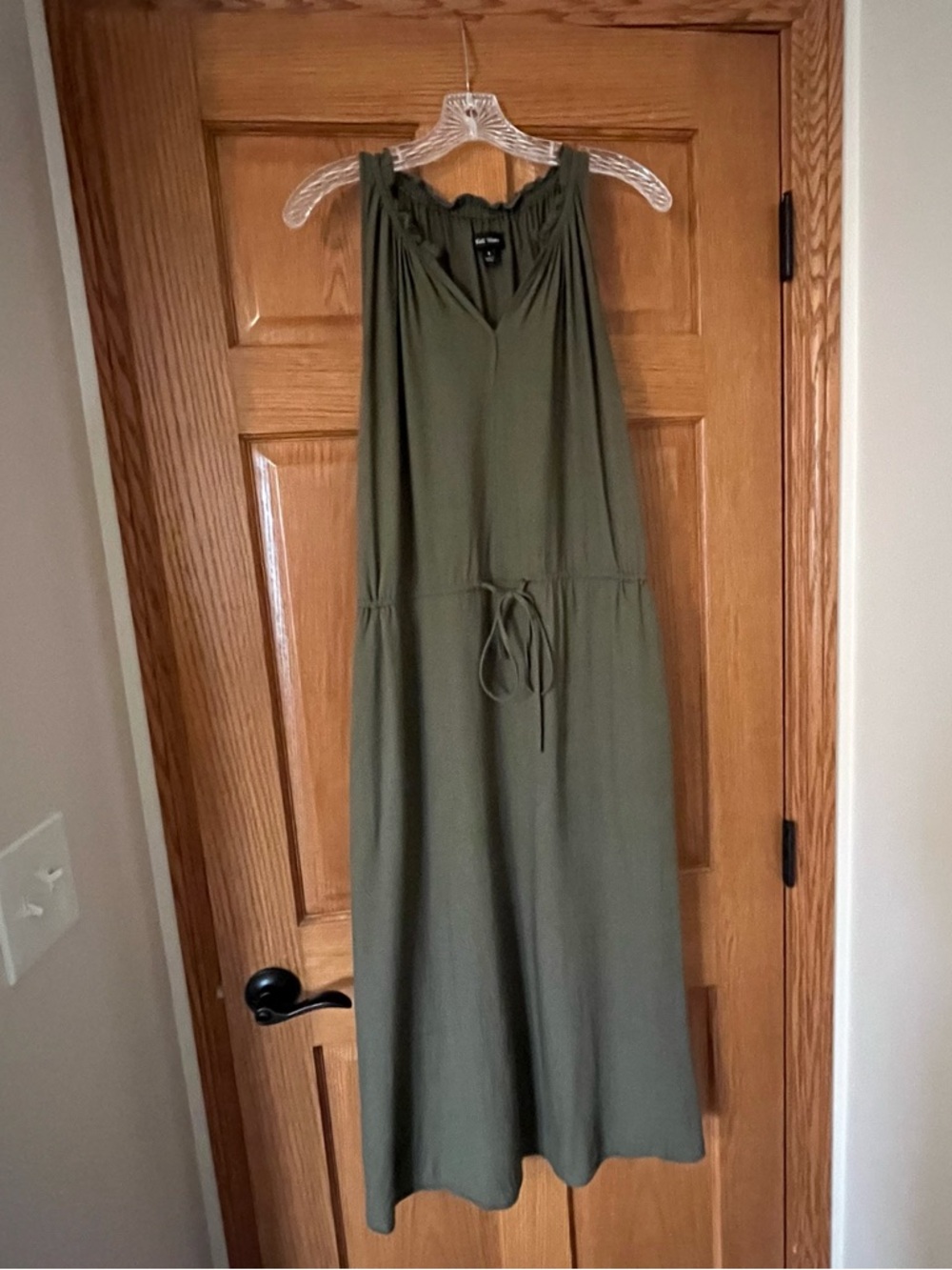Well Worn Women’s Olive Green  Linen Blend Casual Maxi Dress